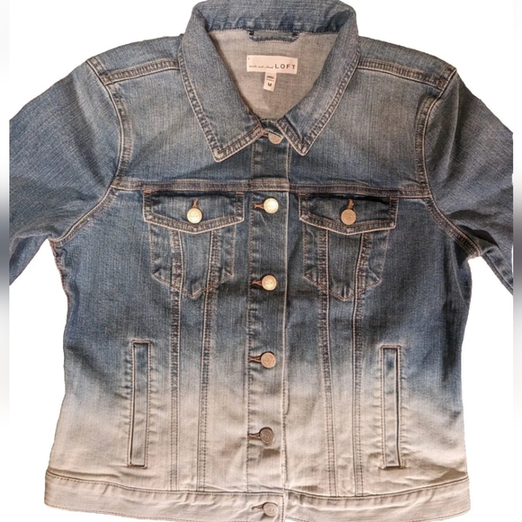 NWOT Loft Dip Dye Modern Denim Jean Jacket, Size Medium * Never Worn - Picture 2 of 7